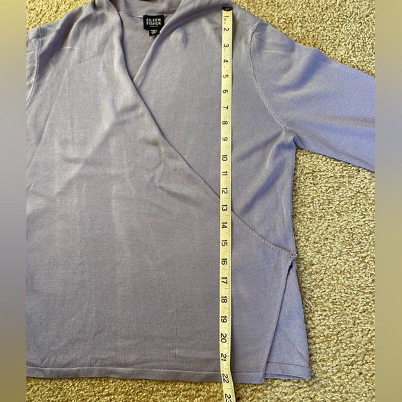 Eileen Fisher purple wrap waist blouse in size petite large. - Picture 12 of 16